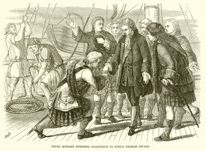 Young Moidart jurando fidelidade ao príncipe Charles Stuart de English School