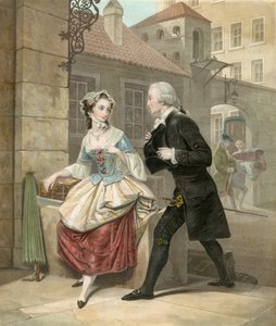 Homem jovem, conversando, com, menina jovem de English School