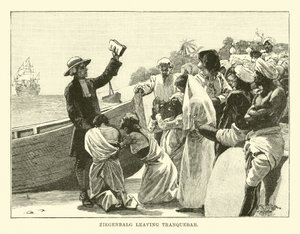 Ziegenbalg saindo de Tranquebar de English School