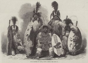 Zulu Kaffirs de Natal, África do Sul (gravura) de English School