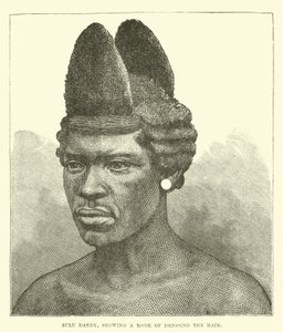 Zulu dândi, mostrando uma maneira de vestir o cabelo de English School