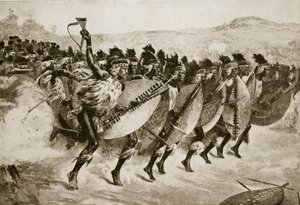 Zulus avançando para atacar em Kambula Hill, 29 de março de 1879 de English School