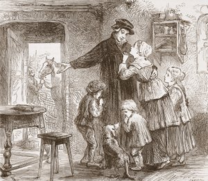 Zwingle que partem para juntar-se ao exército, ilustração da história do protestantismo por James Aitken Wylie (1808-1890), bar. 1878 de English School