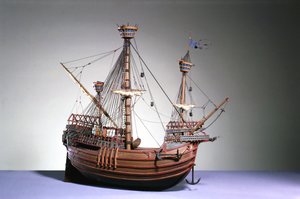 Modelo em escala 1:60 de uma carraca flamenga de c.1480 (madeira)