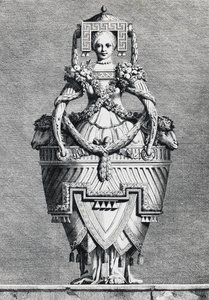 Vaso antropomórfico, noiva grega, gravura de Ennemond-Alexandre Petitot (1727-1801) de Mascarade la Grecque, Suite des Vases and Cheminees, Parma de Ennemond Alexandre (after) Petitot