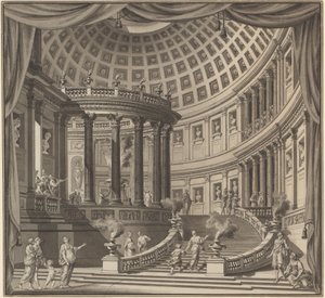 Projeto para uma cortina de palco: o interior de um templo elaborado dedicado a homens ilustres