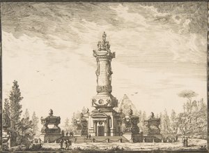 Elevação em perspectiva de uma coluna funerária destinada ao enterro..., 1746-50.