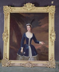 Retrato de Mary Slingsby em uma paisagem oriental de Enoch Seeman