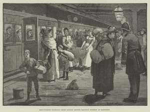 Hop-Pickers a partir da Estação Ferroviária London Bridge à meia-noite de Enoch Ward