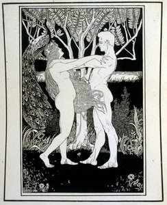 Adão e Eva (inocência), do livro Judá ilustrado por Efraim Moses Lilien (1874-1925). Lilian é considerado o pai da iconografia sionista, criada no estilo Jugendstil (art nouveau alemão). Ele ilustrou