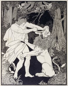 Desenho de Sansão a lutar contra um leão (gravura) de Ephraim Moses Lilien