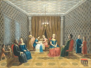 Cena egípcia possivelmente Moisés e Zípora, 1865-80.