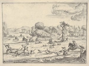 Caça ao javali em uma paisagem, ca. 1620-38.