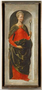 Santa Apolónia, coluna direita do altar de São Vicente Ferrier pintado para Bolonha por Francesco Cossa, terminado por Ercole di Roberti ... de Ercole de Roberti