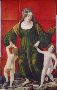 Esposa de Hasdrubal e seus filhos, c.1490-3 (tempera no painel de álamo) de Ercole de Roberti