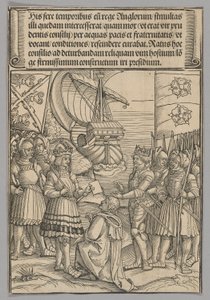 Maximiliano e Henrique VII da Inglaterra, placa 11 de Cenas Históricas da Vida do Imperador Maximiliano I do Arco do Triunfo de Erhard Schon
