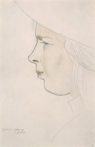 Retrato da irmã da artista Gladys Laughton, 8 de Agosto de 1909 (lavagem a lápis e a cores)