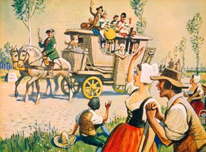 Uma carruagem na estrada entre Paris e Versalhes em 1787 de Eric Parker
