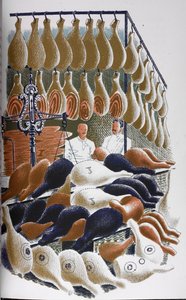 Uma vista dentro de uma loja de talhos. de Eric Ravilious