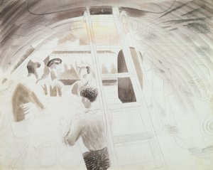 Homens no intervalo (lápis e lavagem) de Eric Ravilious