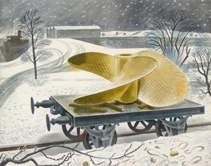 Parafuso do navio em um caminhão ferroviário, início do século 20 de Eric Ravilious
