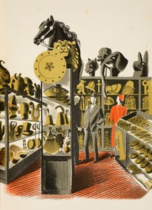 Traje teatral e Prop contratar loja, ilustração de &39;High Street&39; por JM Richards, impresso pela Curwen Press, pub. pela vida do país, 1938 de Eric Ravilious