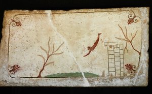 Mergulhador a saltar de uma torre para o mar, uma alegoria de Erich Lessing