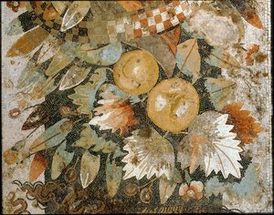 Festão com máscaras, folhas e frutos de Erich Lessing