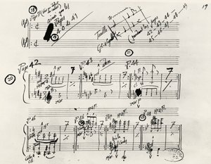 Manuscrito manuscrito de Parade, por Eric Alfred Leslie Satie (1866-1925), França