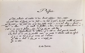 Página de prefácio do manuscrito de partituras com desenhos