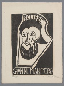 Ex libris van Gianni Mantero de Erna Levy Friedländer (signed by artist)