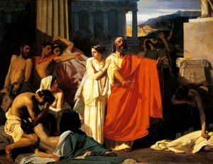 Édipo e Antígona durante a peste em Tebas, por Eugene-Ernest Hillemacher (1818-1887)