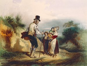O atalho, ilustração da aguarela de Ernest Grenier para Les Miserables de Victor Hugo (1802-1885) de Ernest (after) Grenier