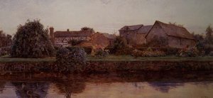 Uma Casa e Edifícios Agrícolas junto a um Rio de Ernest Arthur Rowe
