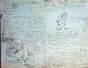 Carta ilustrada a Paul Verlaine (1844-96), 3 de Março de 1881 (caneta e tinta sobre papel)