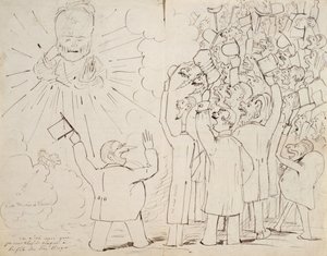 A Celebração do Velho Hugo, caricatura de Victor Hugo (1802-85), de uma carta a Paul Verlaine, c.1880