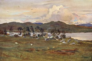 Lochinvar, com a casa do guarda (litografia a cores) de Ernest Edward Briggs
