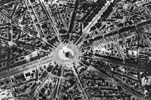 Vista panorâmica da Place de Léileile e do Arco do Triunfo, Paris, 1931