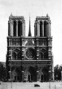 Vista frontal de Notre Dame, Paris, 1931.