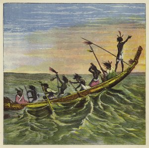 O Rei dos Ashantees no mar em sua canoa estadual