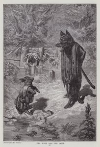 O Lobo e o Cordeiro (gravura) de Ernest Henry Griset