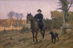 Bismarck a cavalo com cachorro (impressão de óleo) de Ernest Henseler