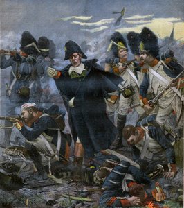 General Pierre Cambronne (1770-1842) ao lado de suas tropas na Batalha de Waterloo - gravura após Delahaye, Ernest Jean (1855-1921) -