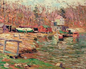 Cena do Rio Harlem (óleo em masonite) de Ernest Lawson