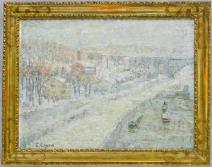 Paisagem de inverno: Washington Bridge, c.1907-10 (óleo sobre tela) de Ernest Lawson