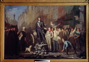 Alphonse Baudin (1811-1851) na barricada do faubourg Saint Antoine em 3 de Dezembro de 1851 Durante a insurreição provocada pelo golpe de estado de Louis Bonaparte (futuro Napoleão III) de 2/12/1851, o deposto Alphonse Baudin morreu nas barricadas de Pa de Ernest Louis Pichio