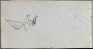 Sketchbook, página 04: Figuras em um barco de Ernest Meissonier