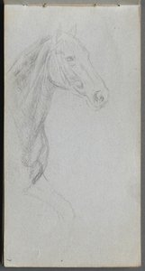 Caderno de desenho, página 07: Estudo de um cavalo. de Jean Louis Ernest Meissonier