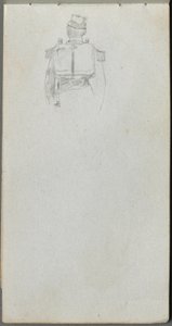 Sketchbook, página 08: Estudo de um soldado por trás de Ernest Meissonier