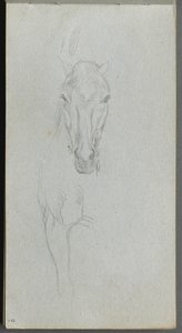 Caderno de desenho, página 09: Estudo de um cavalo. de Jean Louis Ernest Meissonier